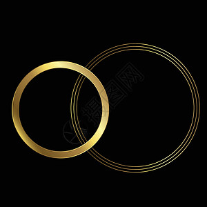 金环小镇贺卡的矢量模板 黑色背景上带有金色圆圈的构图 适用于明信片 网络和其他任何设计插画