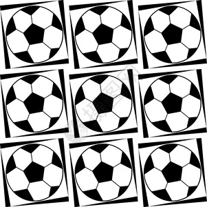 无缝图案与黑白颜色的足球图像韵律风格装饰品装饰游戏运动步伐动态黑色白色背景图片
