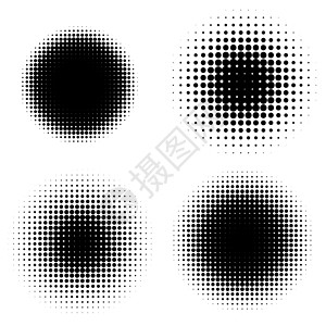 黑色圆点抽象半色调背景 向量集的孤立的现代设计元素圆圈粮食艺术黑色气泡圆点横幅装饰边界广告插画