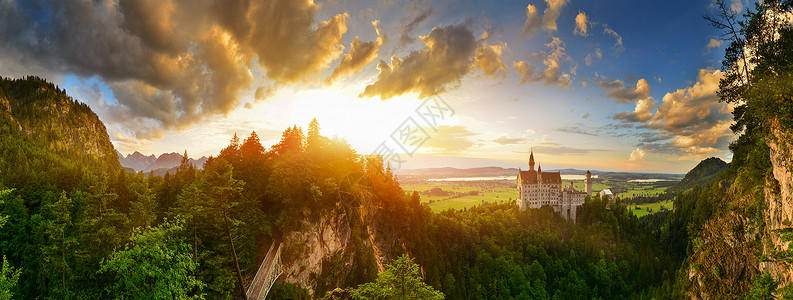 德国新天鹅城堡风景广阔新天鹅堡高清图片