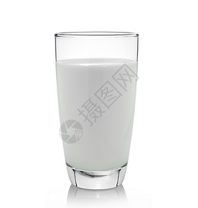 白底玻璃杯中的鲜奶早餐液体白色养分奶制品产品饮料食物饮食玻璃背景图片