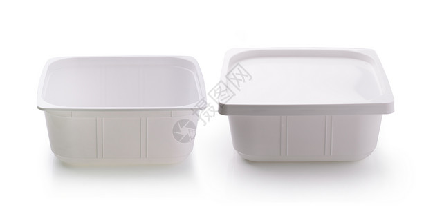 白底隔离的塑料食品盒午餐空白包装存储食物集装箱盒子贮存回收白色背景图片