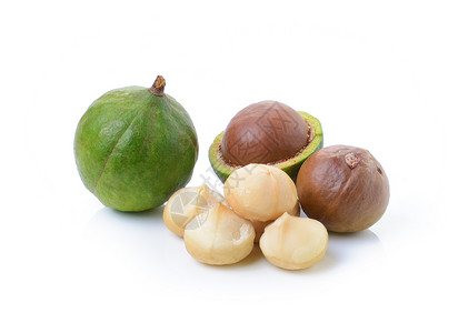 白种背景的坚果棕色团体食物水果核心白色种子背景图片