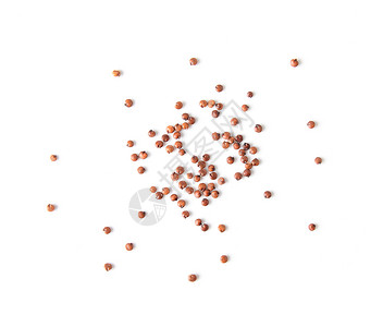 白背景上的Quinoa 顶视图饮食节食食物白色健康麸质种子养分粮食红色背景图片