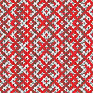 无缝针织图案 基于俄罗斯传统装饰红色白色提花材料织物装饰品纤维插图工艺纺织品背景图片