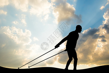 跨国滑雪插图球拍男人运动滑雪者背景图片