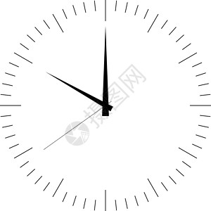 钟面 带时针 分针和秒针的空白小时表盘 破折号标记分钟和小时 简单的平面矢量图背景图片