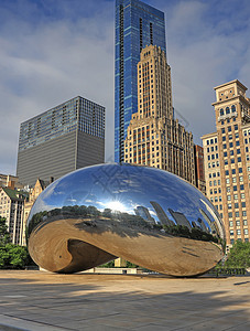 云门囤伊利诺伊州芝加哥云门景观天空反射地标全景雕塑建筑学镜子市中心天际背景