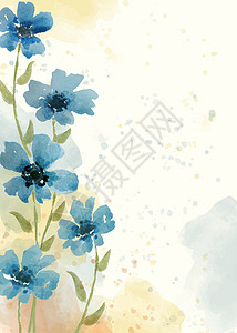 水彩风格的美丽手绘花卉背景树叶植被水彩花植物学艺术水性卡片花瓣花框植物背景图片