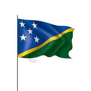 白色背景上的所罗门群岛插图丝带爱国边界绿色星星蓝色框架黄色国家国籍背景图片