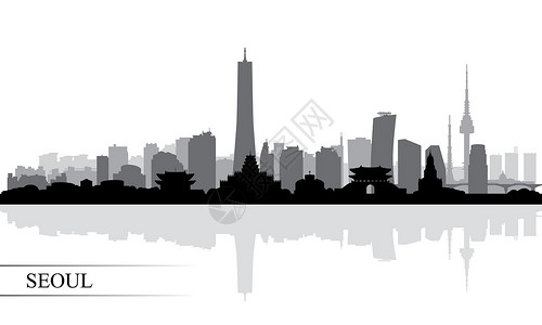 韩国传统建筑首尔市上天线环影背景景观建筑学插图传统海报文化旅行首都地标摩天大楼设计图片