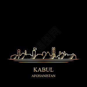 喀布尔黑色背景的金光影设计图片