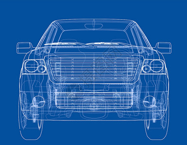 检查车汽车 Suv 绘图轮廓 矢量渲染检查蓝图车辆卡车插图草稿越野车运动运输车轮插画