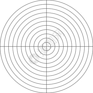 极坐标10个同心圆和90度阶梯的极地网格 空白矢量极图纸设计图片