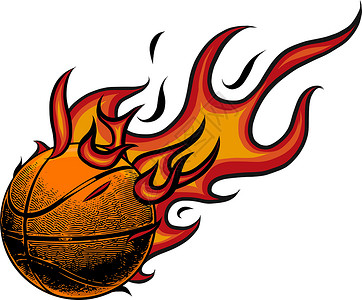 篮球着火 关于白背景的插图高清图片