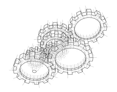 双层圆形示意图3D 齿轮 韦克托车辆线条艺术工程圆形传动商业工业草稿机器设计图片