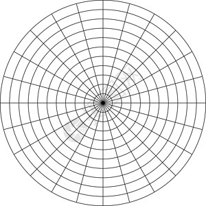 极坐标10个同心圆和15度阶梯的极地网格 空白矢量极图纸设计图片