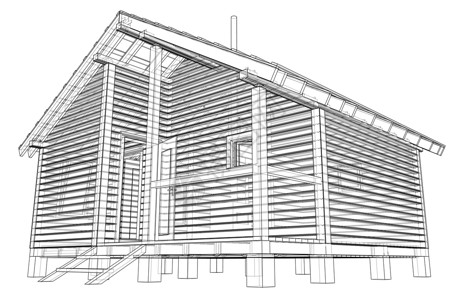 小房子草图  3 的矢量渲染工程插图项目公寓设计师住宅图表建筑海拔财产背景图片
