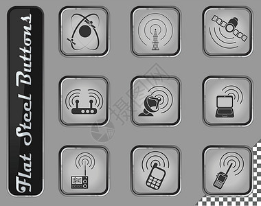 无线电信号简单矢量图标电波通讯塔天线纽扣商业绘画收音机图标集对讲机数据背景图片