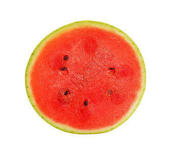 紧近一半的红西瓜切片隔离背光粉色种子红色营养水果白色饮食食物背景图片