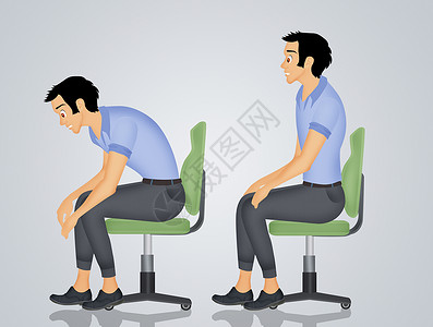 右正姿势插图健康办公室椅子背景图片