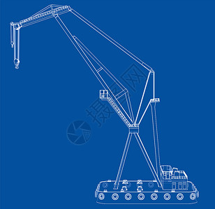 浮起重机建造3d吊装货运商品工人框架物流海洋蓝图背景图片