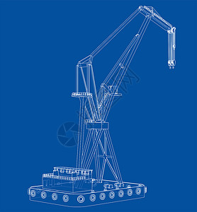 浮起重机框架机器吊装巡航草图建造商品工人海洋3d背景图片