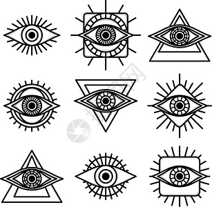 一只眼睛标志符号标志标识集合宗教艺术流行音乐安全社区上帝手表流行背景图片