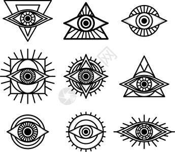一只眼睛标志符号标志标识集合宗教艺术流行社区安全流行音乐手表上帝背景图片