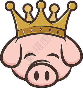 国王猪皇冠猪肉培根主题卡通餐厅女王微笑零食早餐头发食物王子发型理发背景图片