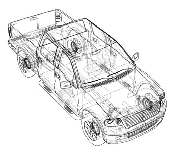 汽车 Suv 绘图轮廓  3d 它制作图案越野车草稿绘画卡车运输检查车轮车辆蓝图运动背景图片