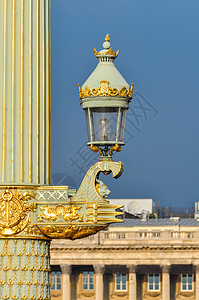 法国巴黎Concorde广场街灯背景图片