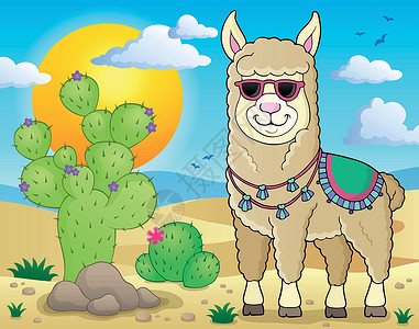 带太阳墨镜的Llama主题图象2背景图片
