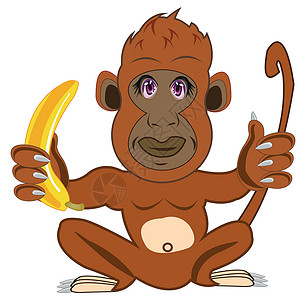 卡通热带动物猿与香蕉在 pa背景图片