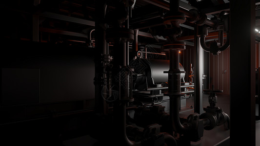 金属管道和阀门工程3d力量锅炉技术压力燃料温度加热器交换器3d图高清图片素材