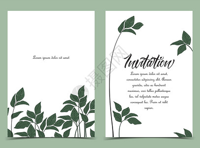 有树叶的自然背景环境绿色植物框架邀请函打印婚礼手绘装饰品植物群风格背景图片