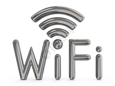 WiFi标识金属灰色 WiFi 标志 3数据波浪信号按钮海浪网络保真度网站白色反射背景
