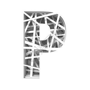 剪纸字体字母 P 3线条渲染白色广告装饰创造力图案元素几何雕刻背景图片