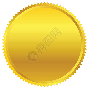 金色圆形￥奖牌孤立在白色的金色形状插图空白金子勋章圆圈硬币坡度奖章荣誉圆形插画
