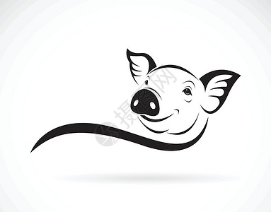 腊猪头白色背景下猪头设计的矢量 动物农场 东亚插画