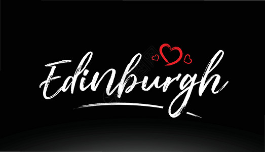爱文字Edinburgh市手写文字 带有红心徽标插画