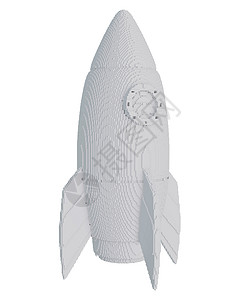 立体火箭素材孤立在白色背景上的 3d 打印火箭飞船工程进步塑料打印机工业插图印刷技术科学背景