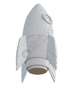 立体火箭素材孤立在白色背景上的 3d 打印火箭插图进步技术打印机工程工业塑料科学数字化飞船背景