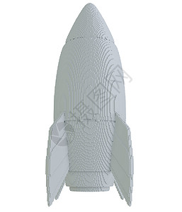 立体火箭素材孤立在白色背景上的 3d 打印火箭飞船印刷进步塑料数字化技术插图科学工程打印机背景
