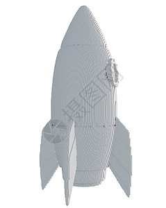 立体火箭素材孤立在白色背景上的 3d 打印火箭插图数字化打印机飞船技术科学工业塑料工程印刷背景