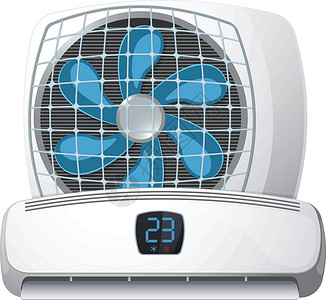 空调扇主图白色背景的空调系统( A)插画