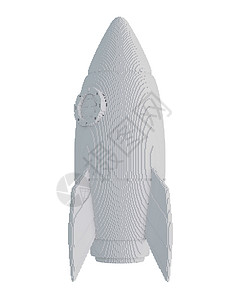 立体火箭素材孤立在白色背景上的 3d 打印火箭数字化技术工业插图打印机塑料工程飞船科学进步背景