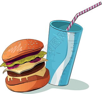 垃圾食品矢量图 图标五颜六色的食物背景图片