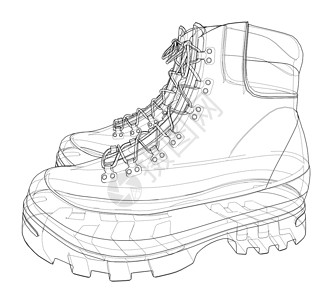 男士靴子男装引导概念  3 的矢量渲染配饰草图插图靴子衣服裤子男士鞋类工作靴剪影插画