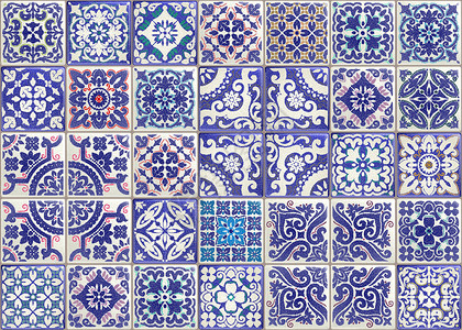 塞维利亚西班牙广场具有维多利亚时代风格的无缝拼接瓷砖  Majolica 陶瓷砖彩色 azulejo 原始传统葡萄牙和西班牙装饰 印刷壁纸织物纸和插画